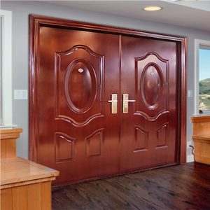 Puerta de acero Doble, 6'x7' color madera Oscura, Cod: F-0075-5182